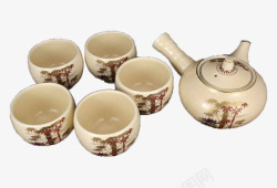 日本古董陶瓷萨摩烧茶具素材