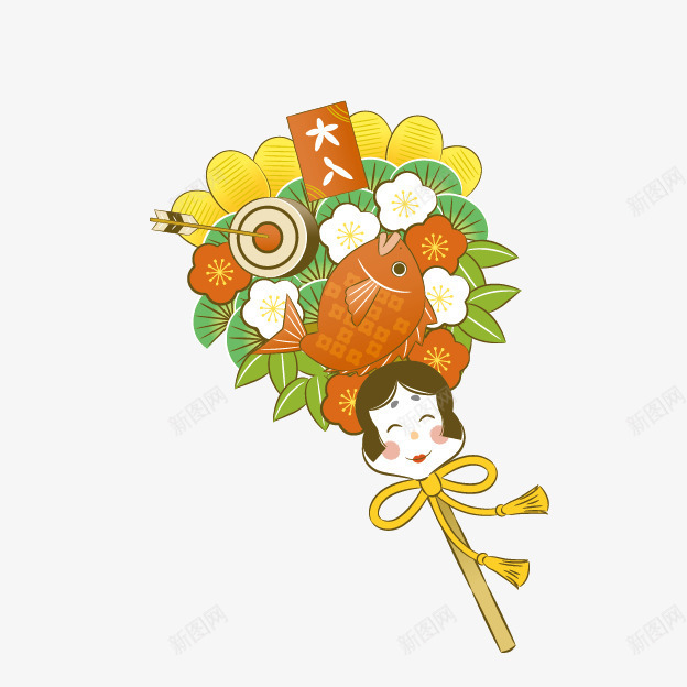 卡通日式团扇png免抠素材_88icon https://88icon.com 卡通团扇 新年团扇 日式传统 日式团扇