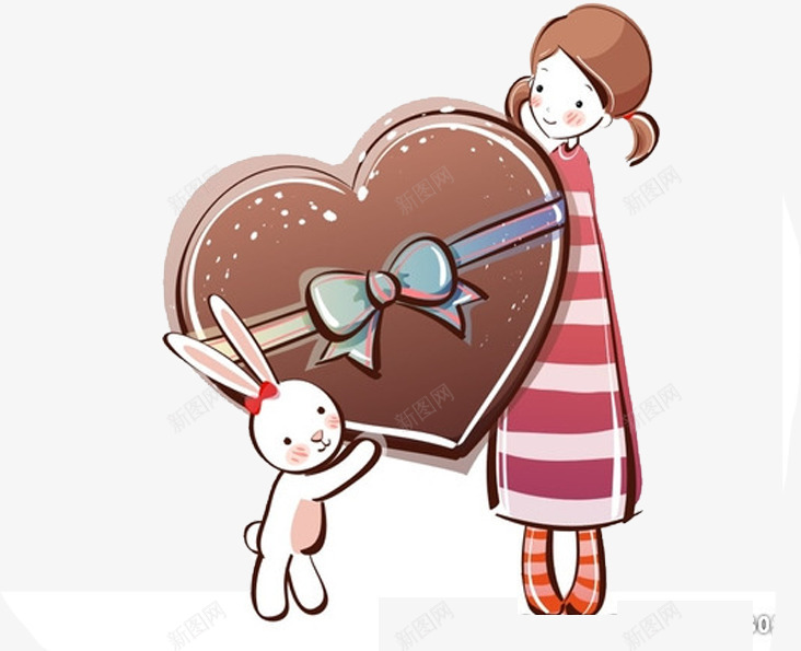 可爱女孩兔子心形巧克力礼物手绘png免抠素材_88icon https://88icon.com 兔子 可爱 女孩 巧克力 心形 手绘 礼物