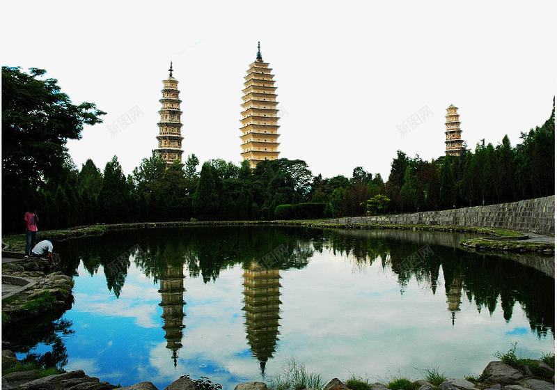 三塔寺建筑png免抠素材_88icon https://88icon.com 三塔 三塔寺 佛塔 佛教 塔 大理 大理三塔 崇圣三塔 崇圣寺 崇圣寺三塔 白族