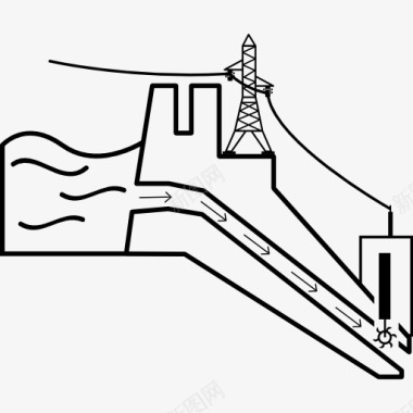 电源功率水力发电厂在生产图标图标