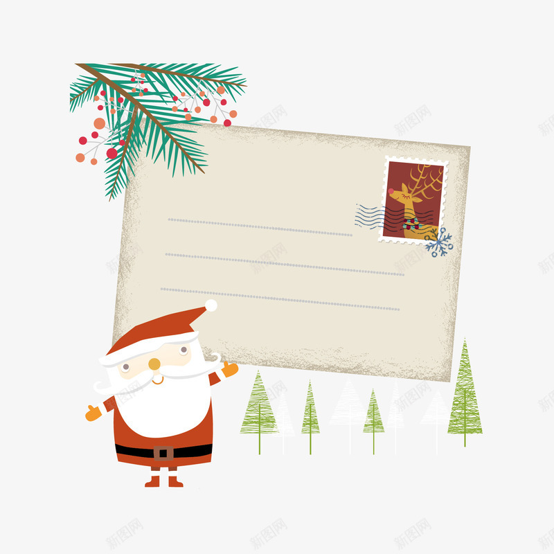 适量图圣诞老人信纸png免抠素材_88icon https://88icon.com 信纸 卡通 圣诞树 圣诞老人