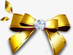 金色丝带蝴蝶结璀璨珍珠素材