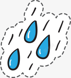 下雨线蓝色下雨水滴卡通贴纸高清图片