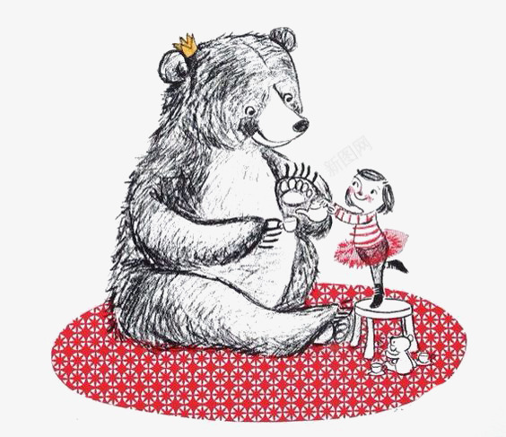 小熊和洋娃娃跳舞png免抠素材_88icon https://88icon.com 卡通 小女孩 手绘 插画 熊 童话绘本 跳舞