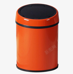 橙色不锈钢智能感应垃圾桶素材