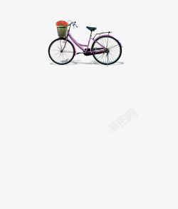 带花的文艺自行车单车骑行素材