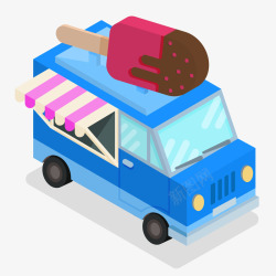 卡通立体的冰淇淋车矢量图素材