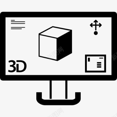 符号除号3D打印的图像在监视器屏幕上图标图标