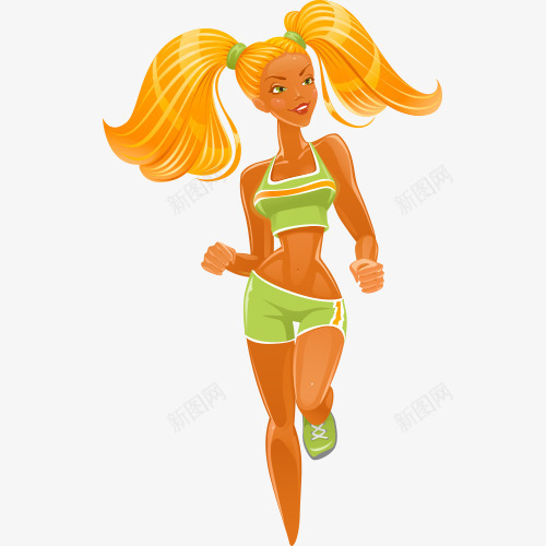 卡通运动健身美少女png免抠素材_88icon https://88icon.com 卡通 性感 时尚 美少女 跑步 运动