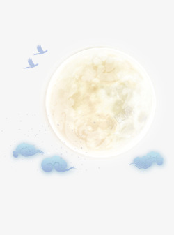 意境背景素材手绘可以祥云月亮图案高清图片