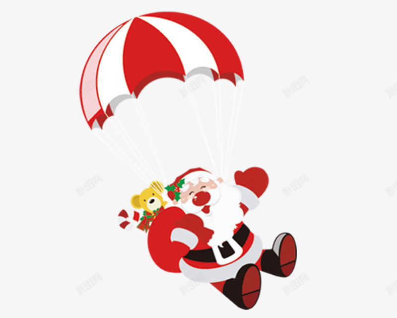 背着礼物的降落伞圣诞节老人png免抠素材_88icon https://88icon.com 圣诞老人 圣诞节 礼物 红色 降落伞