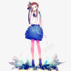 少女系唯美手绘插画素材