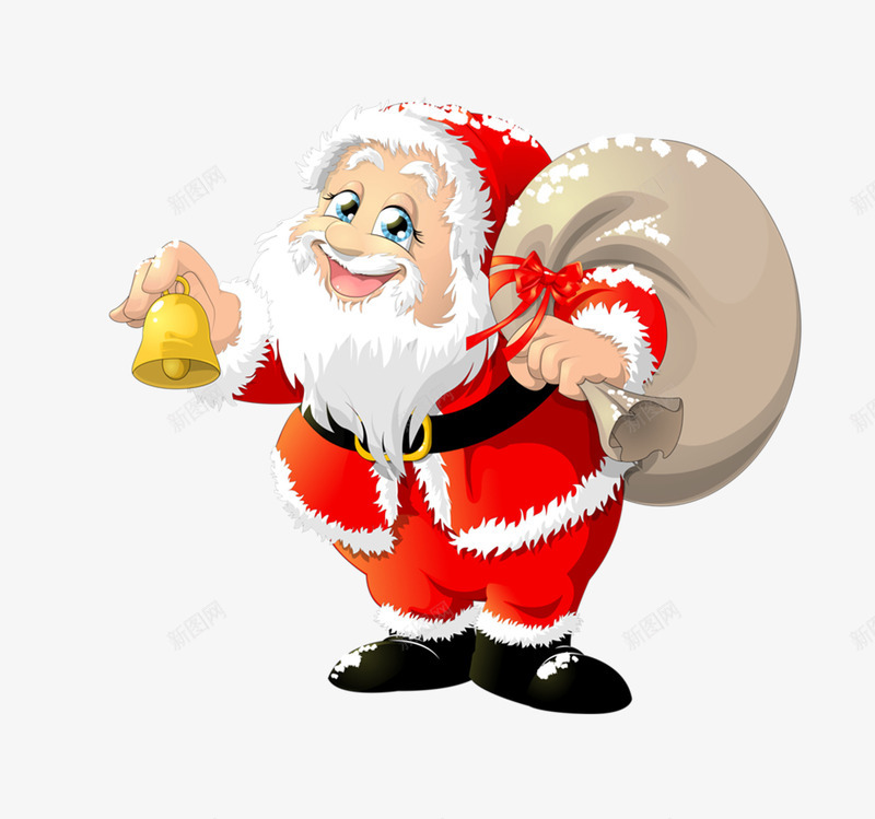 圣诞老人装饰png免抠素材_88icon https://88icon.com 圣诞老人 拎袋子 红色 背袋子 装饰