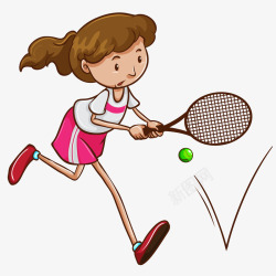 女孩打网球比赛插画矢量图素材