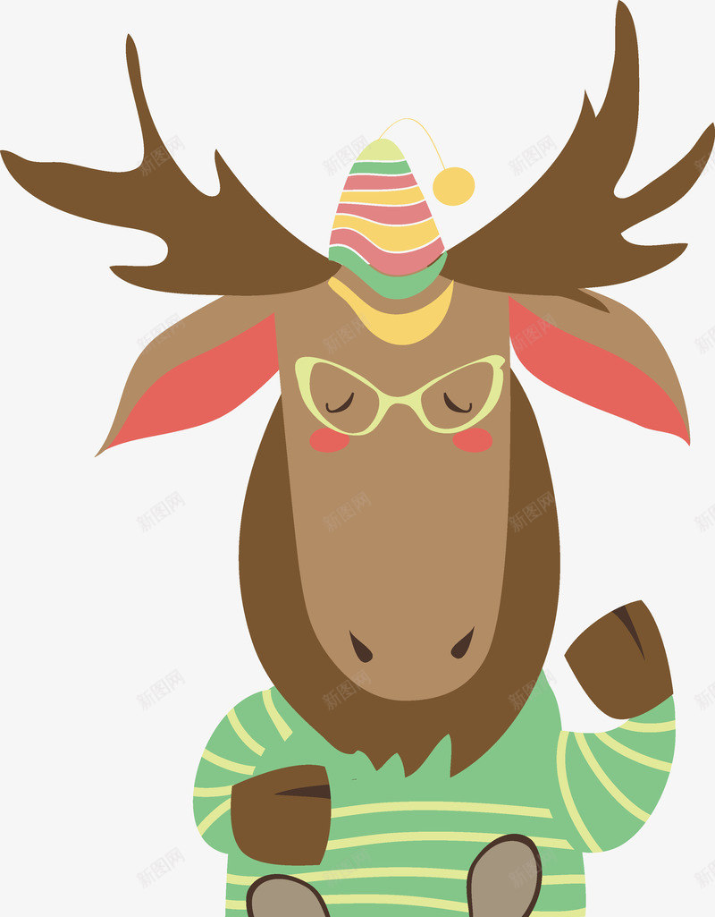 手绘卡通森林动物麋鹿插画矢量图ai免抠素材_88icon https://88icon.com 动物 卡通 卡通动物 可爱 小熊 小麋鹿 插画 森林 矢量图