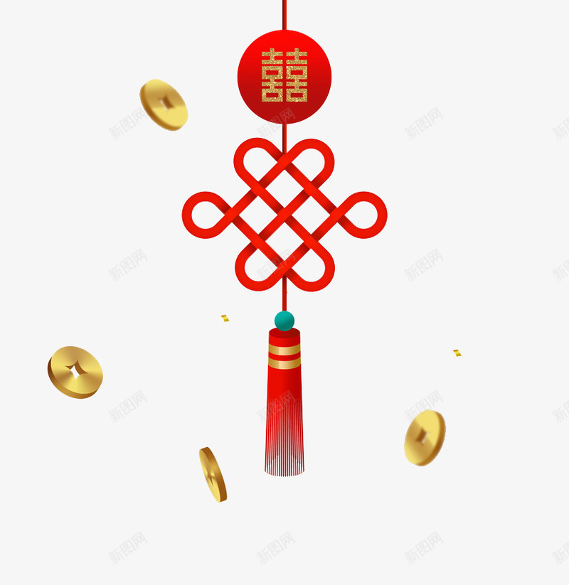 手绘中国结图png免抠素材_88icon https://88icon.com 中国结 中国风 卡通 吊坠 福字 红色的 金币
