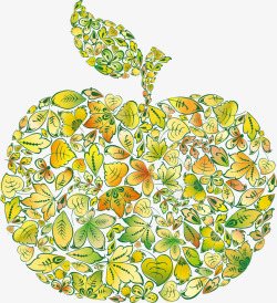 树叶与苹果创意矢量图素材