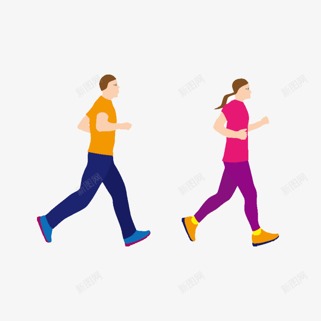 跑步的卡通情侣png免抠素材_88icon https://88icon.com 卡通动漫人物 卡通插画 日常生活