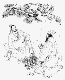 古人下棋中国风古人围棋书画高清图片