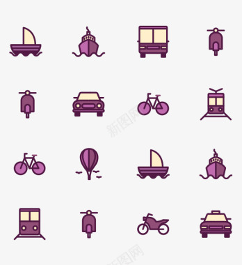 矢量源文件素材紫色交通工具icon矢量图图标图标