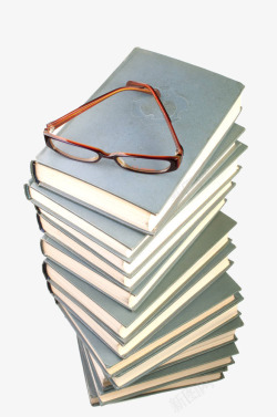 叠摞书上的眼镜素材