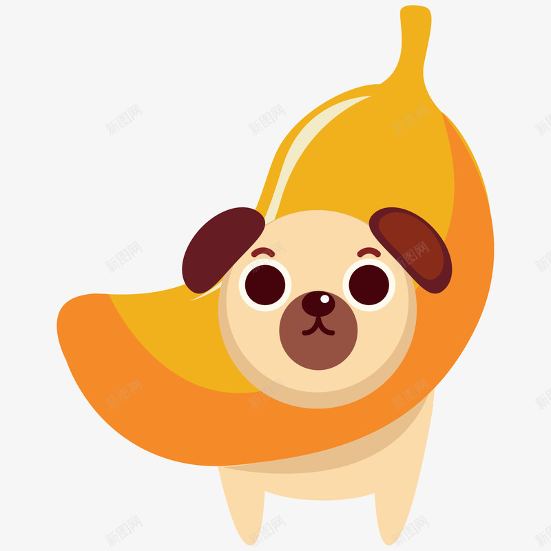 卡通手绘可爱的小狗png免抠素材_88icon https://88icon.com 创意 动漫动画 卡通 可爱的小狗 手绘 香蕉