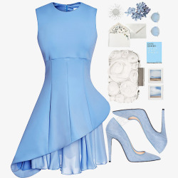 高端女装蓝色女裙搭配素材