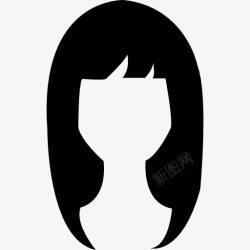 乌黑的头发女人乌黑的长头发的形状图标高清图片