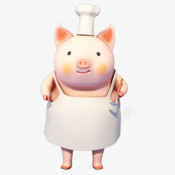 白色厨师小猪元素素材