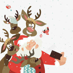麋鹿和圣诞老人矢量图素材