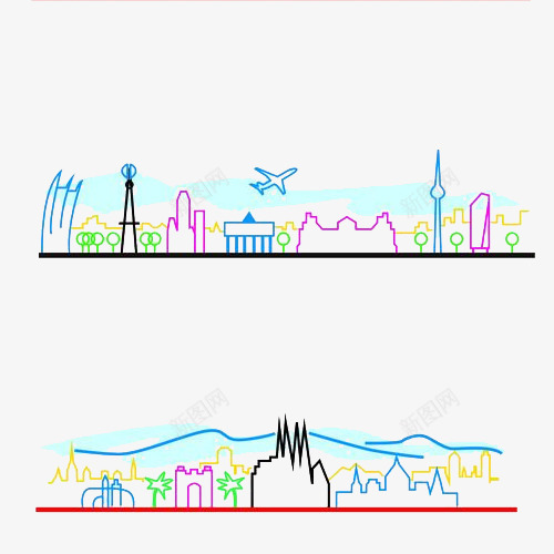 城市简笔卡通两幅png免抠素材_88icon https://88icon.com 卡通 国际大都市 城市 手绘 简笔城市 简笔画 首都