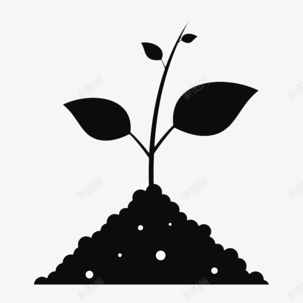 手绘简约植物剪影png免抠素材_88icon https://88icon.com 剪影 叶子 叶芽 土壤 大自然 嫩芽 手绘 树叶 植物 黑色