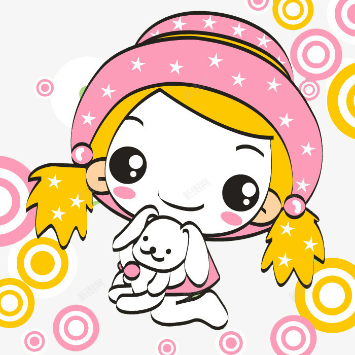 卡通手绘粉色金发小女孩png免抠素材_88icon https://88icon.com 创意 动漫 卡通女孩 可爱 抱着小狗