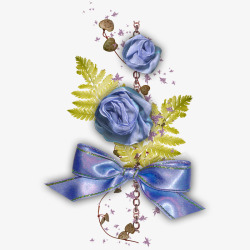 蓝色绸缎花朵植物装饰图案素材