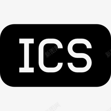ICS文件类型的圆角矩形黑色象征接口图标图标