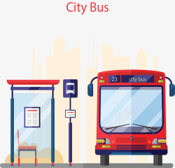 红色巴士城市公共交通巴士矢量图高清图片