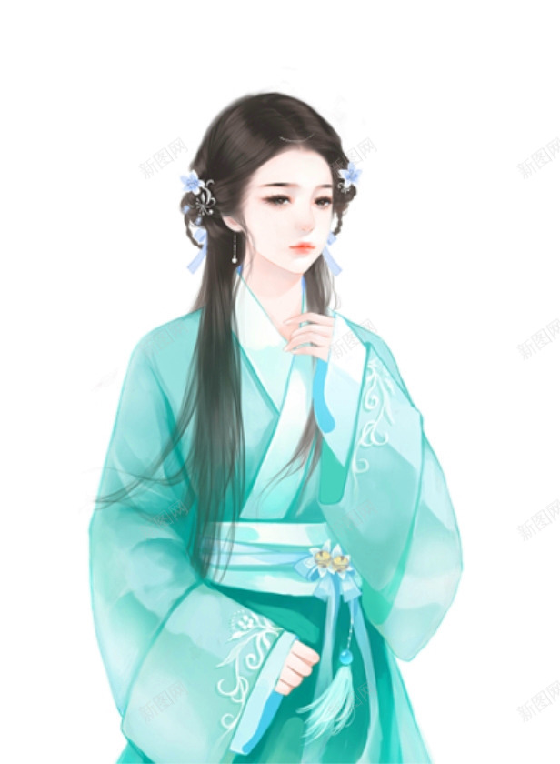 娇俏可爱少女绿衣古风手绘png免抠素材_88icon https://88icon.com 古风 可爱 少女 绿衣