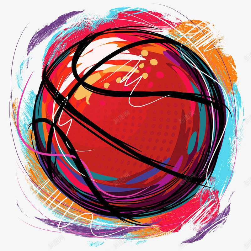 手绘篮球png免抠素材_88icon https://88icon.com 手绘 水粉 球体 篮球 篮球赛 篮球运动