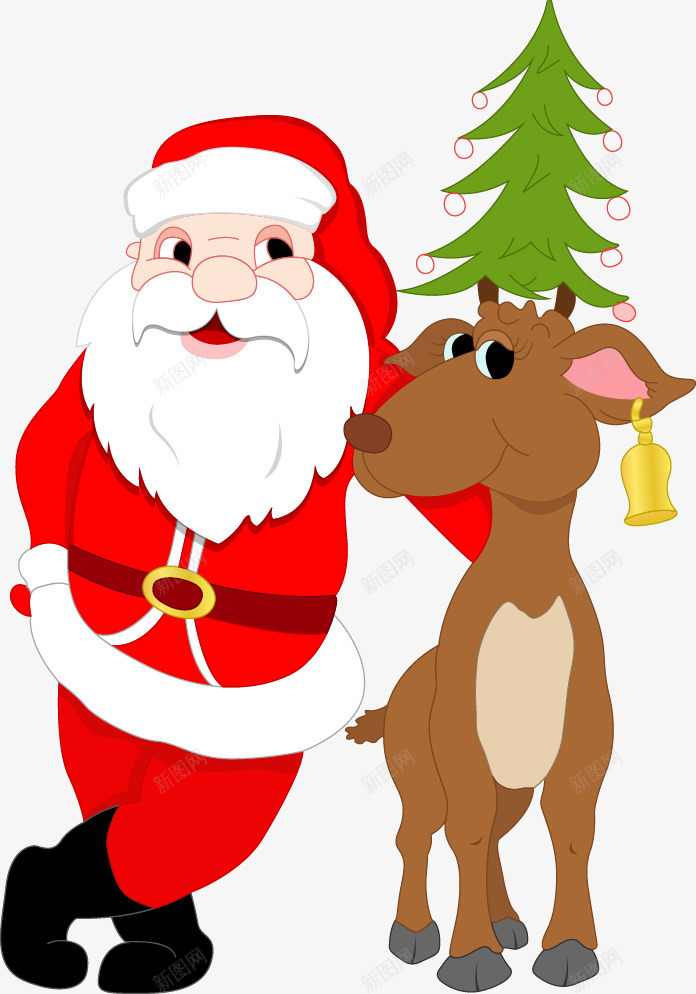 卡通圣诞老人形象png免抠素材_88icon https://88icon.com 卡通形象矢量圣诞老人驯鹿铃铛圣诞树