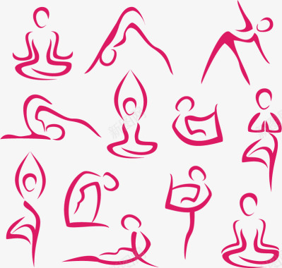 女性瑜伽运动手绘瑜伽人物图标图标