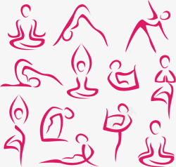 健美体操手绘瑜伽人物图标高清图片