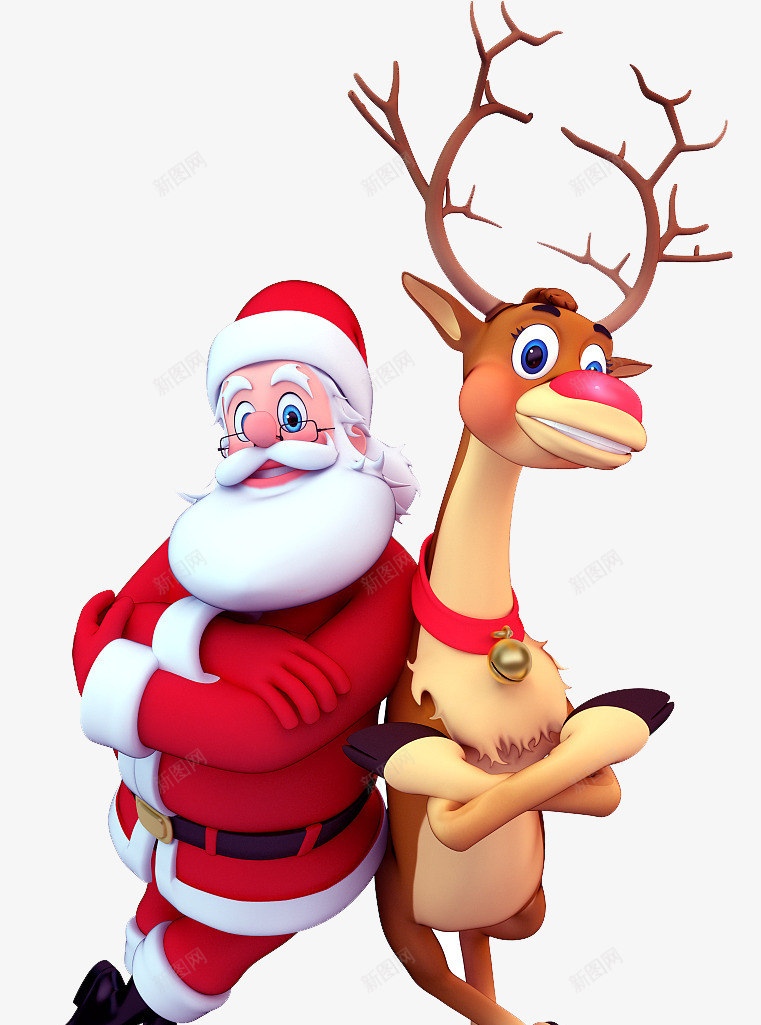 圣诞老人与可爱的驯鹿png免抠素材_88icon https://88icon.com 与可 圣诞 爱的 老人 驯鹿