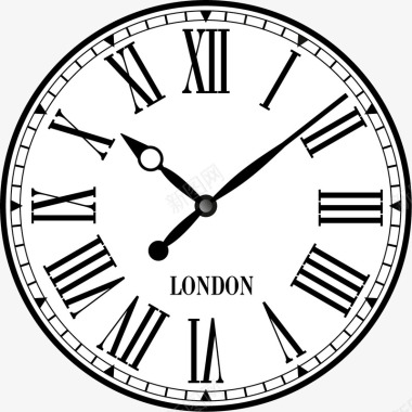 英国进口罗马数字表盘时钟图标图标