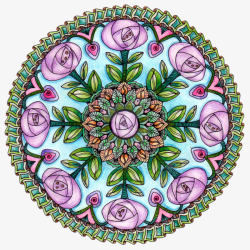 紫色花朵拼凑的圆盘元素素材