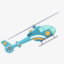 卡通蓝色的直升飞机矢量图素材