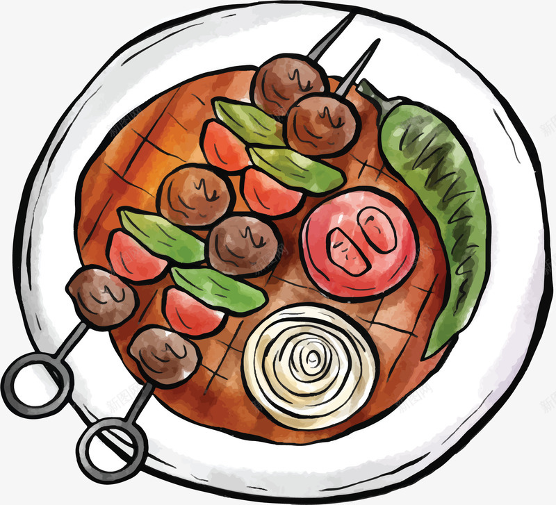 美味手绘肉串牛排矢量图ai免抠素材_88icon https://88icon.com 手绘风 烤牛排 烧烤 烧烤牛排 矢量png 肉串 矢量图