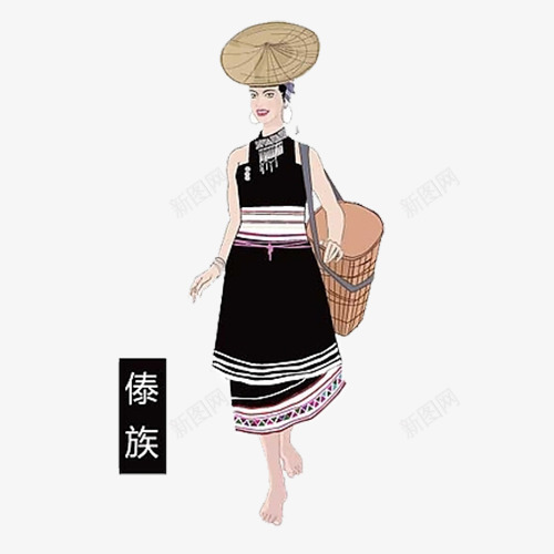 手绘傣族少女png免抠素材_88icon https://88icon.com 傣家 傣族 傣族图案 傣族少女 少数民族 手绘人物 民族