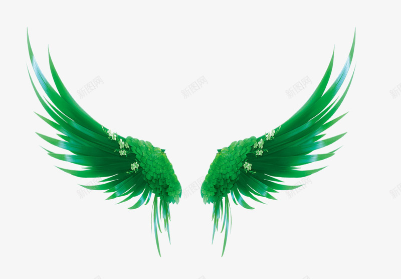 绿色大气翅膀效果元素png免抠素材_88icon https://88icon.com 免抠PNG 大气 效果元素 绿色 翅膀