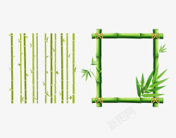 竖直竹子纹理竹边框素材